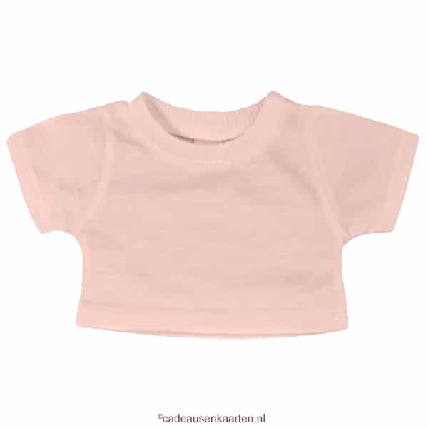 Los T-shirt voor knuffel met eigen ontwerp roze cadeausenkaarten.nl