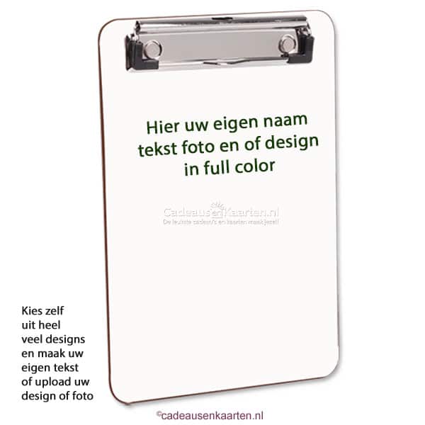 Clipboard A5 met eigen ontwerp cadeausenkaarten.nl