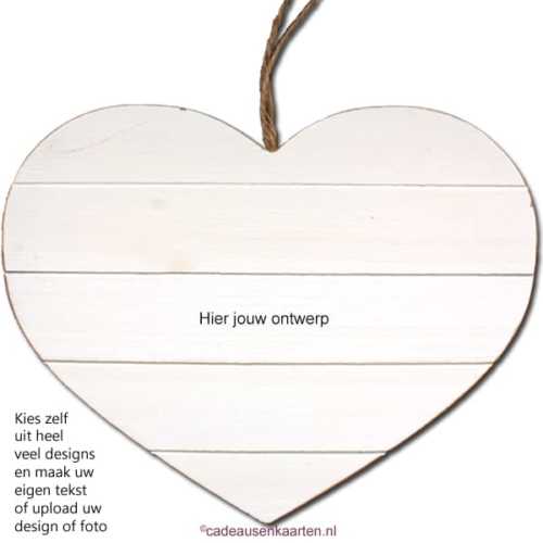 Decoratie bord hart klein met eigen ontwerp cadeausenkaarten.nl