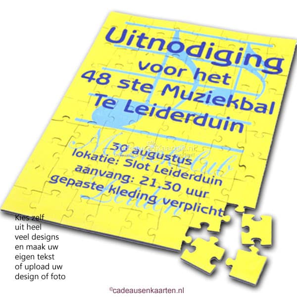Puzzel staand met eigen ontwerp cadeusenkaarten.nl