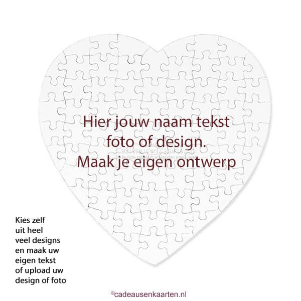Puzzel hart met eigen ontwerp cadeausenkaarten.nl