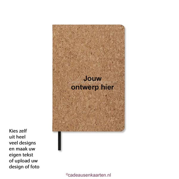 Notitieboekje kurk met eigen ontwerp cadeausenkaarten.nl