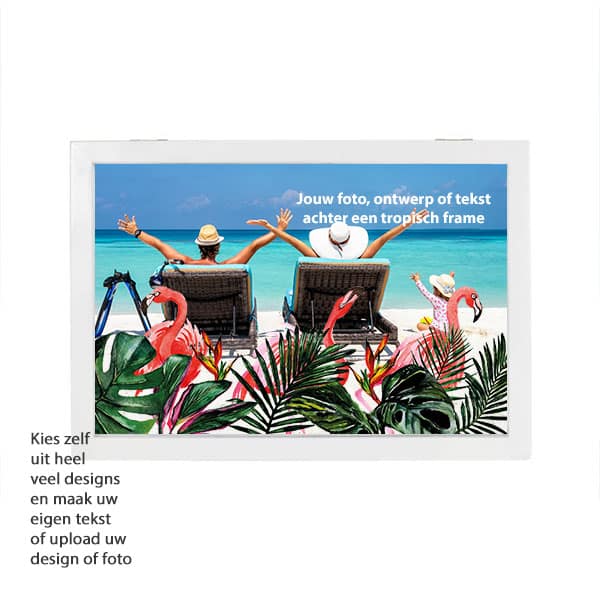 Memory box tropical flamingo met eigen foto en tekst cadeausenkaarten.nl
