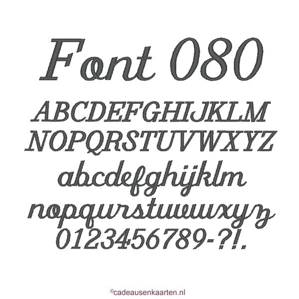 Font 080 lettertype voor borduring cadeausenkaarten.nl